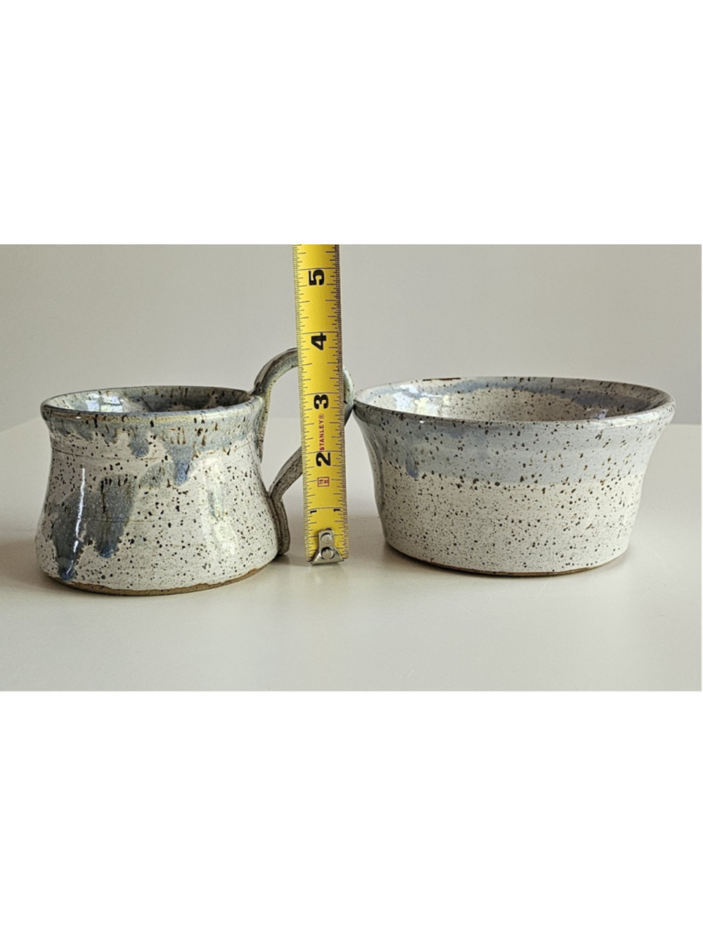 Signed Vintage Studio Pottery Soup Bowl & Mug Set Riveted Strap Handle - Picture 3 of 16